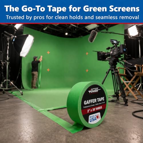 Gaffer Power Green Screen Tape 2 Inch x 30 Yards, Chroma Key, USA Made - color: Chrome Green, size: 2 inches x 30 yards | 1 pack
