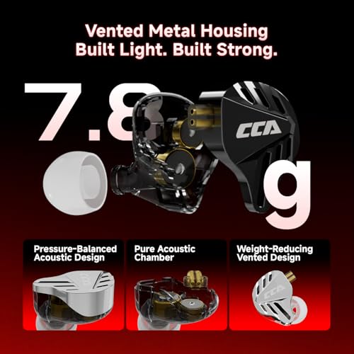 CCA Falcon 2 DD in Ear Monitor, 7.1 Spatial Audio Gaming Earbuds, HiFi Noise Isolating in Ear Headphones, Crystal Clear & Deep Bass IEMs for Gamers Singers Musicians Audio Engineers - color: Silver
