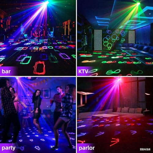 Upgraded 6-in-1 DJ Stage Light with Matrix & Prism Effects, 5D Pulse Animation, Remote & DMX Control, Sound Activated, 50 sq ft Coverage for Wedding, Party, Bar, KTV, Disco,Matte Black