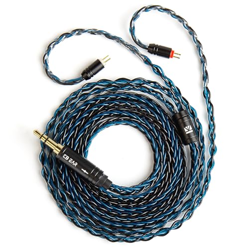 1.5m/4.92ft IEM Cable, KBEAR ST12 MAX 8-strand 4N OFC Silver-plated Upgraded Earphone Cable, 14 Core Earbuds Headphone Extension Wire,in Ear Monitor Cord for Audiophile Musician(Black-Blue,2PIN 3.5MM) - color: Blue-Black, size: 2PIN 3.5MM, style: 1.5M Lon