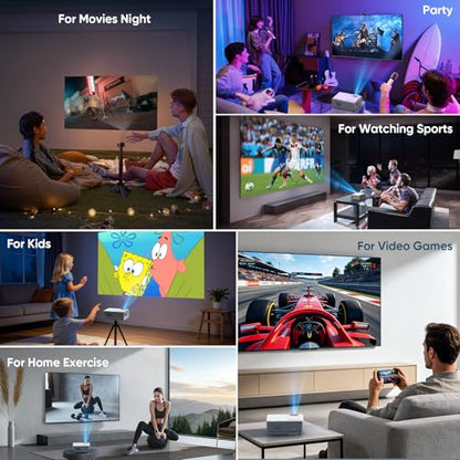 NISOO Mini Projector with WiFi and Bluetooth, 1080P Outdoor Movie Projector | 2-way Bluetooth Speaker, WiFi6, 1080P home theater, Compatible with Phone/PC/TV Stick/Roku/PS/DVD/HDMI/USB, Timer shutdown - style: WiFi