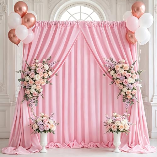 Pink Backdrop Curtains 10ftx8ft Birthday Polyester Photo Drapes - color: Pink, size: 2 Panels 5ft X 8ft