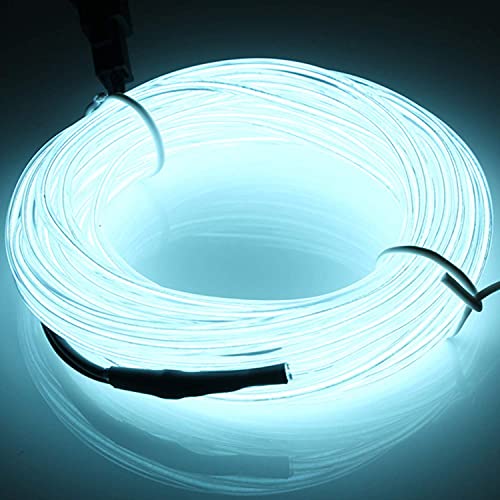 JIGUOOR EL Wire Battery Pack 9.8ft / 3m Bright Neon Light Strip 360° Illumination Neon Tube Rope Lights for DIY, Festival, Party Decoration, Pub, Halloween, Chrismas (9.8ft / 3m, White) - color: White, size: 9.8ft / 3m