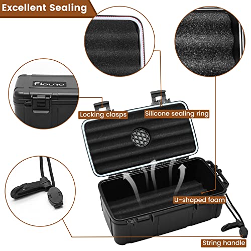 Flauno Travel Cigar Humidor - Portable Cigar Case kit with Cigar Cutter, Cigar Punch, Cigar Holder, Humidifier & Dropper, Waterproof, Crushproof, Airtight (Holds up to 15 Cigars) - size: Holds up to 15 Cigars with Cigar Accessories