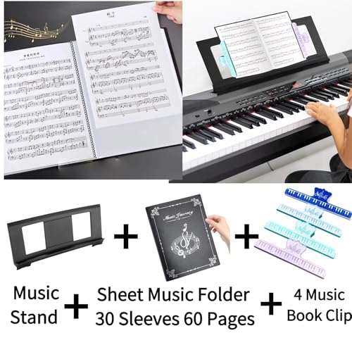 Music Stand For Sheet Music. Compatible with Yamaha PSR/YPT/KB/P/DGX Series Keyboard Music Score Stand, Keyboard Sheet Music Stand with 4 Music Book Clip 1 Sheet Music Folder | 4 Music Book Clip 1 Sheet Music Folder