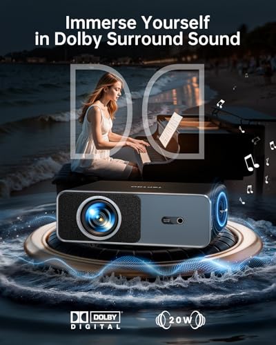 Smart Projector【Compatible with Netflix】4K Projector with WiFi 6 and 2-Way Bluetooth, AI Auto Focus & Keystone, 20W Dolby Audio,Built-in Apps,TOPTRO A1 Portable Proyector for Outdoor / Home Movie
