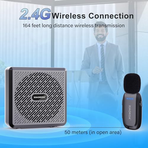 Wireless Lavalier Microphone with Voice Amplifier for Teachers | Bluetooth Speaker with Lapel Mic, Charging Portable Mini Mics, 2.4G Clip Microphones System for Tour Guides Fitness Meetings - color: K5-B