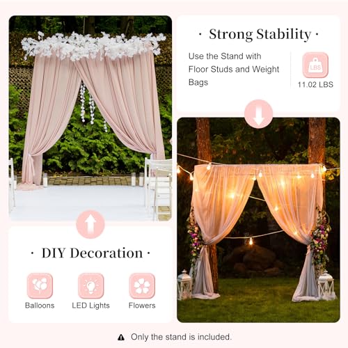 6.6ft Square Metal Backdrop Stand, White Adjustable Height Wedding Arch Frame with Portable Carrying Bag, Telescopic Pipe and Drape Curtain Frame Kit for Wedding Ceremony, Photo Booth Decoration - size: 6.6X6.6FT White