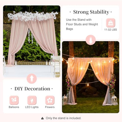 6.6ft Square Metal Backdrop Stand, White Adjustable Height Wedding Arch Frame with Portable Carrying Bag, Telescopic Pipe and Drape Curtain Frame Kit for Wedding Ceremony, Photo Booth Decoration - size: 6.6X6.6FT White