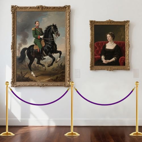 5 Feet Purple Velvet Hanging Ropes with Gold Color Plated Hooks(1PCS) | Crowd Control Stanchion Ropes fit for Movie Theaters,Church,Restaurants,Hotels,Grand Openings, Concert venues - color: Purple-5 Feet-Gold Plated Hooks-1PCS