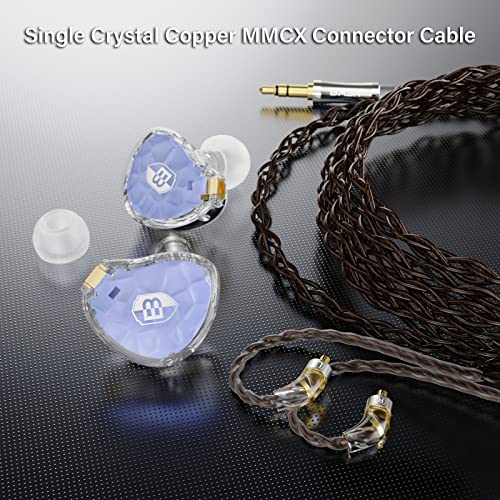 BASN ASONE 14.2mm Planar Driver in-Ear Monitors Headphones, Blue | 14.2mm Planar Driver for Precise Audio Detail, OCC/In-Line Mic Two Detachable MMCX Cables for Musicians Audiophiles - color: Blue