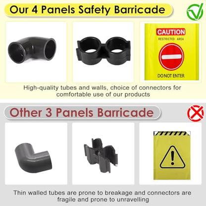 4 Panels Safety Barricade,7.8 FT Foldable Security Sign Barrier | Heavy Duty PVC Frame Barricade,DO NOT Enter" Gate High Visibility Caution Symbol Crowd Control - size: 4 Panels-7.8FT
