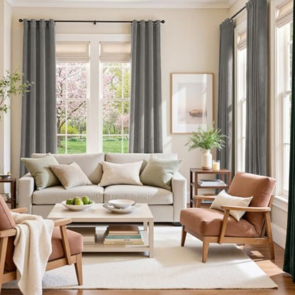Lazzzy Light Gray Velvet Curtains Thermal Insulated Curtains 84 Inch Lenth Room Darkening Window Drapes for Bedroom Living Room Super Soft Luxury Window Treatment 2 Panels Grommet - color: *Grommet | Light Gray, size: 52"W x 84"L (Pack of 2)