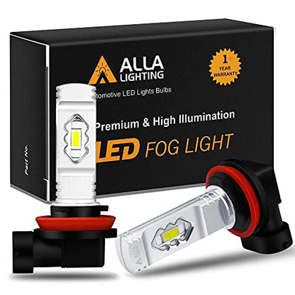 Alla Lighting 3800lm H11 H8 LED Fog Light Bulbs H16, 6000K Xenon White Xtreme Super Bright PG20/7 Base ETI-56 SMD 12V Upgrade - color: 6000K Xenon White