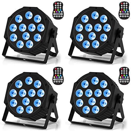 Rechargeable Par Lights, RGBW LED Uplights Battery Powered Stage Light, HOLDLAMP Par Can DJ Lights Sound Activated with Remote & DMX Control for Festival Party Event Wedding Bar. - size: 4 Packs