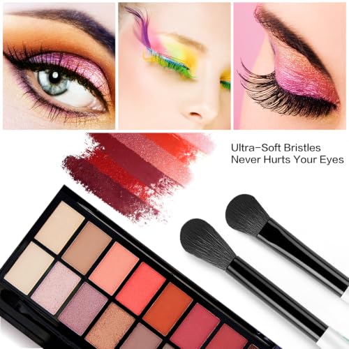 Eye Makeup Brush Set, 6 Pcs Professional Blending Eyeshadow Makeup Brushes for Concealer Eyebrows Eyeliner, Soft Hairs & Wood Handle…… (matte black 6pcs) - color: matte black 6pcs