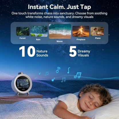 MOMILLA Alarm Clock for Heavy Sleepers Adults, Colorful Screen Temperature, Loud 7-Day Programmable 4 Alarms, Kids Alarm Clocks for Bedrooms Boys Girls, Easy to Set, Digital White Noise, Hourly Chime - style: Silver Button