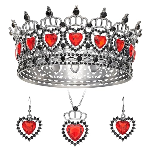 Queen Crown Rhinestone Wedding Crowns and Tiaras for Women Costume Party Hair Accessories Princess Birthday Crown Crystal Bridal Crowns - color: Black Red Crown