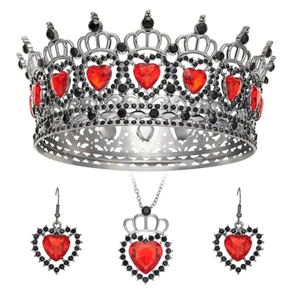 Queen Crown Rhinestone Wedding Crowns and Tiaras for Women Costume Party Hair Accessories Princess Birthday Crown Crystal Bridal Crowns - color: Black Red Crown