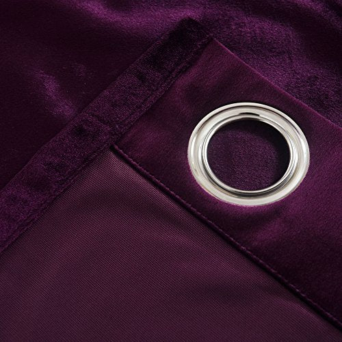 Cherry Home Set of 2 Blackout Velvet Energy Efficient Grommet Curtain Panel Drapes Lavender Purple 52Wx96L(2 Panels) Theater| Bedroom| Living Room| Hotel - color: Purple, size: 52"W x 96"L (Pack of 1)