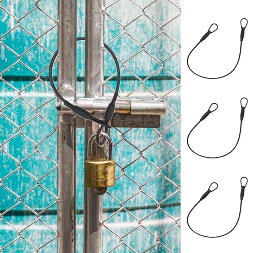 6 Pcs Safety Cable Lock with Loops, 12 Inch Outdoor Travel Security Cable Lock, 2mm Stainless Steel PVC Coated Safety Wire Rope for Stage Lighting Luggage Lock Home Hanging