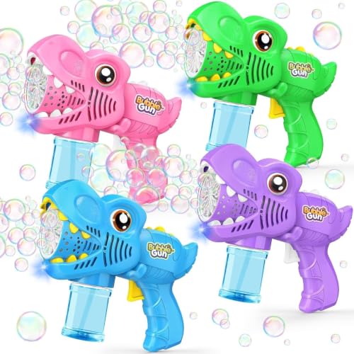 4 Pack Bubble Machine Guns - Toys for Boys Girls Ages 3-5 4-8 Kids Gift - color: Green+blue+pink+purple