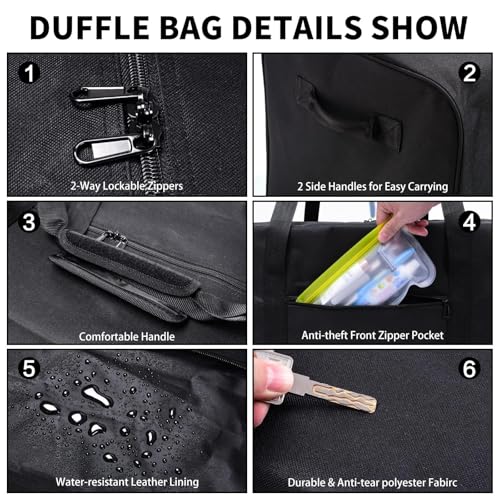 Urbanstand 52 inch Foldable Duffel Lock Zipper Travel Camp, Black - color: Black, size: 52 Inch