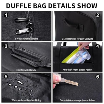 Urbanstand 52 inch Foldable Duffel Lock Zipper Travel Camp, Black - color: Black, size: 52 Inch