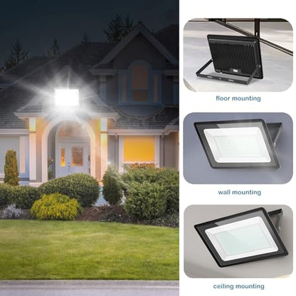 2 Pack 300W LED Flood Light Outdoor,2000W Equivalent 36000LM 6000K Daylight White Super Bright FloodLight with Plug,IP66 Waterproof Commercial Lighting for Sports Fields,Counts,Arena,Stadium - size: 300w-2pack