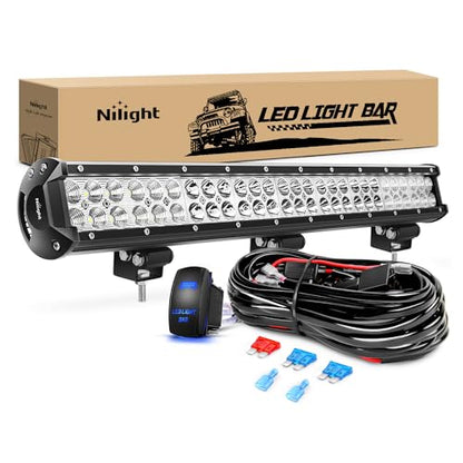 Nilight LED Light Bar 25Inch 162W Spot Flood Combo Off Road 12V 5Pin Rocker Switch Wiring Harness Kit, 2 Years Warranty (ZH081) - size: 25 Inch 162W