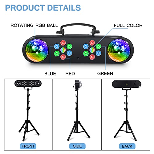 Telbum DJ Lights with Stand, Rotating Disco Ball PartyBar Light Set, LED DJ Lights Remote & Sound Activated, Mobile Stage Lighting Package, for Parties Gig Bar Move Band Wedding Halloween Christmas