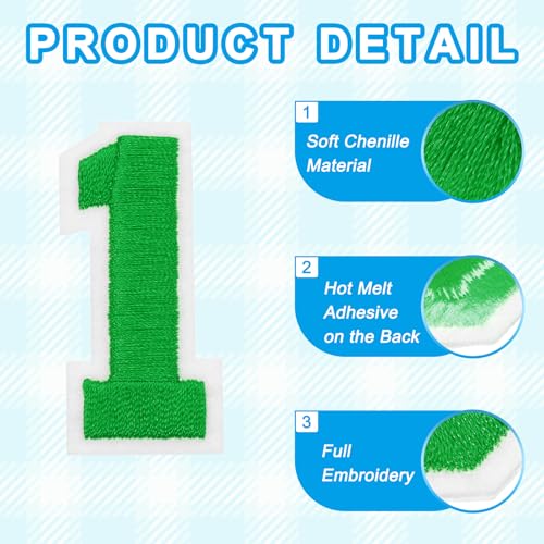 MECCANIXITY Iron on Number Patches 2" Number 1 Iron on Embroidered Patch Sew on Letter Stickers Applique for Repairing Clothing Jeans Shoes Hats DIY(Green, Pack of 9) - style: Number 1