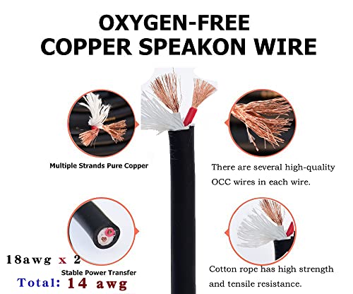 speak on 2Pcs Professional Speakon to 1/4 Inch ts Speaker Cable for pa jack Pair 18 awg Gauge Male Audio port plug Amplifier Connection dj amp Heavy Duty bocina Cord Wire ft with Twist Lock(6 feet) - size: 6 feet
