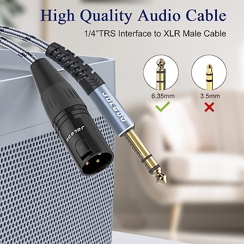 JOLGOO 1/4 Inch TRS to XLR Male Cable, Balanced 6.35mm TRS Plug to 3-pin XLR Male, Quarter inch TRS Male to XLR Male Microphone Cable, 50 Feet 2 Pack - size: 50 Feet - 2 Pack, style: 1/4 TRS Male to XLR Male