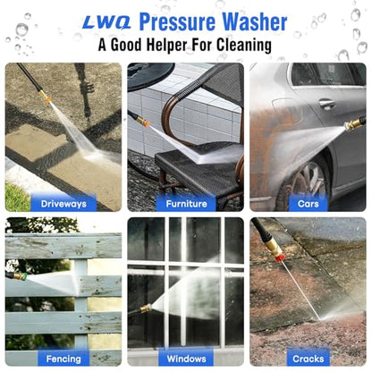 Pressure Washer, Power Washer with 4 Quick Connect Nozzles 1 Foam Cannon, High Pressure Cleaning Machine for Cars/Fences/Driveways/Patios/Farms/Home Cleaning(Light Blue) - color: Light Blue