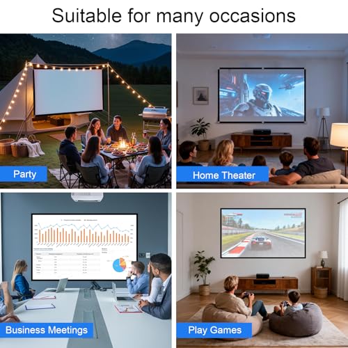 Projector Screen 180 inch,Portable Large Movie Projector Screen 16:9 HD Indoor Outdoor Double Sided Rear Projection Screen Video for Home, Party, Office, Classroom - size: 180 inch