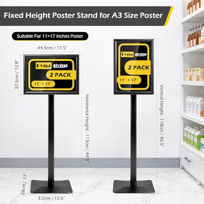 Dyna-Living Sign Stand for Display 2 Pack Sign Holder Stand 11 x 17 Inch, Heavy-duty Pedestal Sign Holder, Adjustable Floor Standing Signs Holders, Poster Holders Stand for A3 Advertising - size: 11'' x 17''-2 Pack