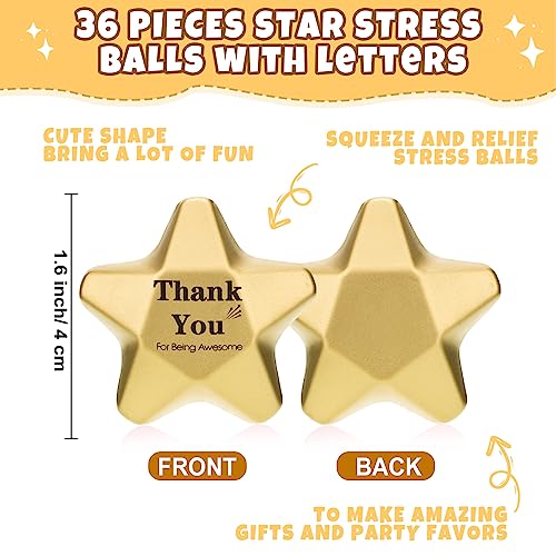 Deekin 36 Pcs Star Stress Balls Foam Relief Toys Bulk,Thank You,1.6 Inch | Mini Star Squeeze, Portable Pocket Size, Anxiety, Perfect Teacher Incentives, Office Stress Relief & Party Favor Supplies - size: 1.6 Inch, style: Thank You