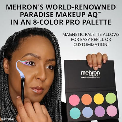 Mehron Makeup Paradise AQ - PASTEL PALETTE, Water-Activated Face Paint | 8 Color Professional Face & Body Paint Makeup for Cosplay, Theater, & Halloween. Vegan, Cruelty-Free, & Made in USA. - color: Magnetic Palette - Pastel