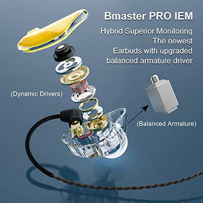 BASN Bmaster in Ear Monitor, Hybrid Triple Drivers Drummer IEM Headphones - color: Golden/Black
