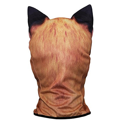 WTACTFUL 3D Animal Ears Balaclava, Breathable Face Mask for Halloween | Stand-Up Ears, Windproof Dustproof, Quick-Dry, No Fade Print, Soft, for Music Festivals Raves Ski Snowboard Moto Party - color: Fox Meb-08