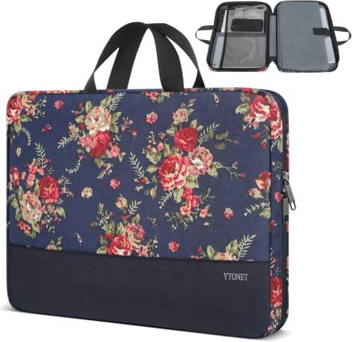 Ytonet Laptop Sleeve Case 16 inch, 15-15.6 Inch Laptop Cover with Handle - color: Floral Rose, size: 16 inch