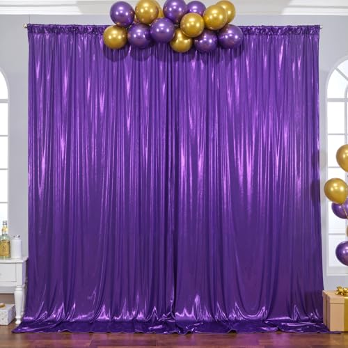 10x10ft Purple Backdrop Curtains Wedding Party Glitter Sequin Curtain Backdrop Fabric Shimmer Drapes Backdrop Bridal Baby Shower Birthday Christmas Photoshoot Background Photography 5x10FT，2 Panels - color: Purple, size: 10ft X 10ft(2 Panels 5ft X 10ft)