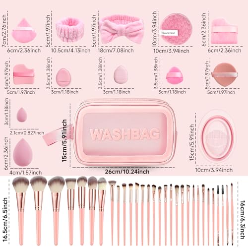 70Pcs Makeup Brushes Set, Pink Professional Makeup Brush Set Multi-functional Makeup Brush Kit, Eye and Face Makeup Brushes & Tools, Premium Synthetic Facial Makeup Accessories - color: Pink
