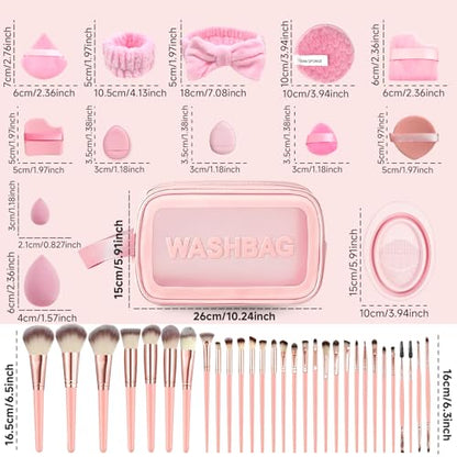 70Pcs Makeup Brushes Set, Pink Professional Makeup Brush Set Multi-functional Makeup Brush Kit, Eye and Face Makeup Brushes & Tools, Premium Synthetic Facial Makeup Accessories - color: Pink