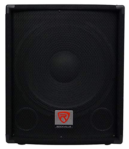 Rockville SPGN128 12" PA Speakers 2-Pack with SBG1154 Sub and Stands | 1200W Peak / 300W RMS Each, 800W Peak / 400W RMS 15-Inch Sub, 2 Stands, 2 x 20-Foot Cables, 5-Items