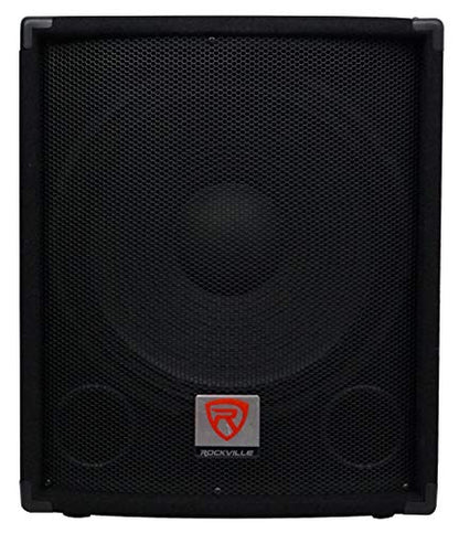 Rockville SPGN128 12" PA Speakers 2-Pack with SBG1154 Sub and Stands | 1200W Peak / 300W RMS Each, 800W Peak / 400W RMS 15-Inch Sub, 2 Stands, 2 x 20-Foot Cables, 5-Items