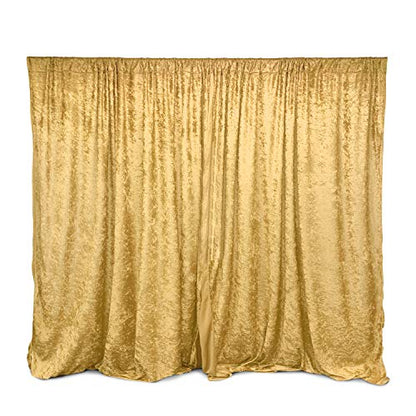 AK TRADING CO. 10 feet x 10 feet Lush Velvet Backdrop Drapes Curtains Panels with Rod Pockets - Wedding Ceremony Party Home Window Decorations - Gold - color: Gold
