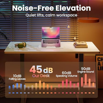 HUANUO 40x24 Inch Electric Standing Desk, Height Adjustable, White | 176 Lbs Capacity, Smooth Home Office Desk, 4 Memory Presets & Headphone Hooks, 28.3–46.5 Inch Height Range, Easy to assemble - color: White, size: 40" X 24"