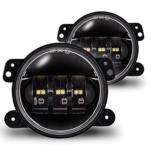 TRUE MODS 60W 4 Inch LED Fog Lights for 2007-2018 Jeep Wrangler JK JKU - size: JK + JL/JT Plastic Premium Bumper, style: No Halo | White